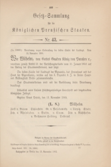 Gesetz-Sammlung für die Königlichen Preußischen Staaten. 1905, Nr. 43 (13 November)