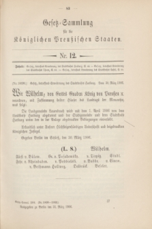 Gesetz-Sammlung für die Königlichen Preußischen Staaten. 1906, Nr. 12 (31 März)
