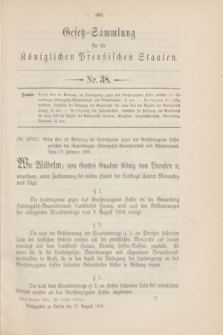 Gesetz-Sammlung für die Königlichen Preußischen Staaten. 1906, Nr. 38 (31 August)