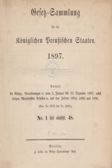 Gesetz-Sammlung für die Königlichen Preußischen Staaten. 1897, Spis treści