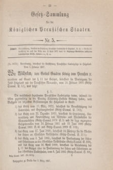 Gesetz-Sammlung für die Königlichen Preußischen Staaten. 1897, Nr. 5 (1 März)