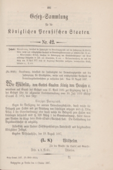 Gesetz-Sammlung für die Königlichen Preußischen Staaten. 1897, Nr. 42 (4 October)