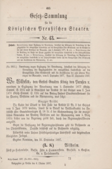 Gesetz-Sammlung für die Königlichen Preußischen Staaten. 1897, Nr. 43 (6 October)