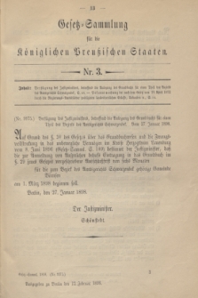 Gesetz-Sammlung für die Königlichen Preußischen Staaten. 1898, Nr. 3 (12 Februar)