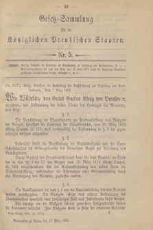 Gesetz-Sammlung für die Königlichen Preußischen Staaten. 1898, Nr. 5 (17 März)