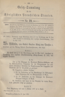 Gesetz-Sammlung für die Königlichen Preußischen Staaten. 1898, Nr. 19 (21 Juni)