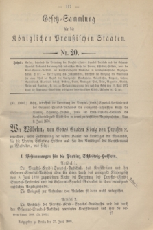 Gesetz-Sammlung für die Königlichen Preußischen Staaten. 1898, Nr. 20 (27 Juni)