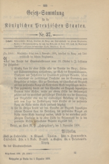 Gesetz-Sammlung für die Königlichen Preußischen Staaten. 1898, Nr. 37 (1 Dezember)