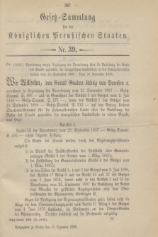 Gesetz-Sammlung für die Königlichen Preußischen Staaten. 1898, Nr. 39 (10 Dezember)