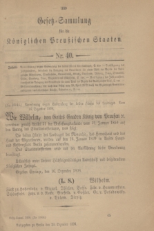 Gesetz-Sammlung für die Königlichen Preußischen Staaten. 1898, Nr. 40 (20 Dezember)
