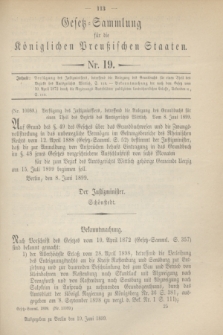 Gesetz-Sammlung für die Königlichen Preußischen Staaten. 1899, Nr. 19 (19 Juni)