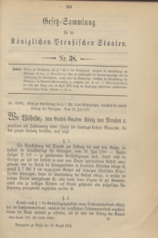 Gesetz-Sammlung für die Königlichen Preußischen Staaten. 1902, Nr. 38 (26 August)