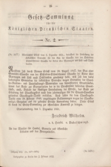 Gesetz-Sammlung für die Königlichen Preußischen Staaten. 1852, Nr. 2 (2 Februar)