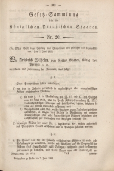 Gesetz-Sammlung für die Königlichen Preußischen Staaten. 1852, Nr. 20 (7 Juni) + wkładka