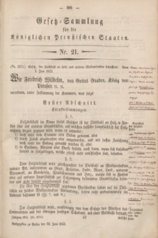 Gesetz-Sammlung für die Königlichen Preußischen Staaten. 1852, Nr. 21 (12 Juni) + wkładka
