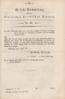 Gesetz-Sammlung für die Königlichen Preußischen Staaten. 1852, Nr. 28 (3 Juli)
