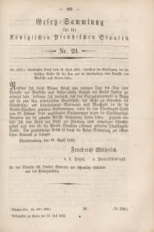 Gesetz-Sammlung für die Königlichen Preußischen Staaten. 1852, Nr. 29 (13 Juli)
