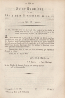 Gesetz-Sammlung für die Königlichen Preußischen Staaten. 1852, Nr. 39 (5 October)