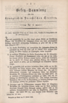 Gesetz-Sammlung für die Königlichen Preußischen Staaten. 1853, Nr. 1 (15 Januar)