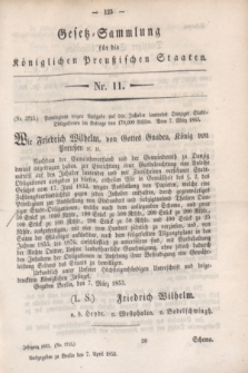Gesetz-Sammlung für die Königlichen Preußischen Staaten. 1853, Nr. 11 (7 April)
