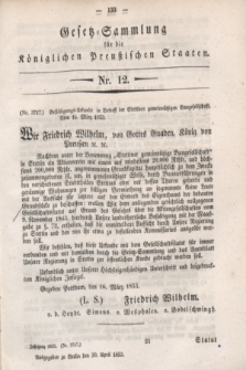 Gesetz-Sammlung für die Königlichen Preußischen Staaten. 1853, Nr. 12 (30 April)