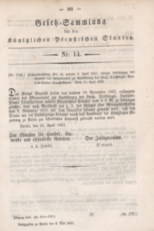 Gesetz-Sammlung für die Königlichen Preußischen Staaten. 1853, Nr. 14 (4 Mai)