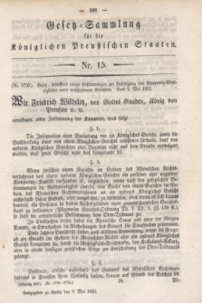 Gesetz-Sammlung für die Königlichen Preußischen Staaten. 1853, Nr. 15 (9 Mai)