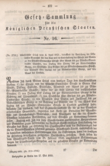 Gesetz-Sammlung für die Königlichen Preußischen Staaten. 1853, Nr. 16 (27 Mai)