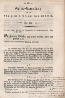 Gesetz-Sammlung für die Königlichen Preußischen Staaten. 1853, Nr. 25 (23 Juni) + dod.