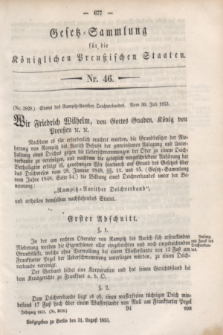 Gesetz-Sammlung für die Königlichen Preußischen Staaten. 1853, Nr. 46 (31 August)