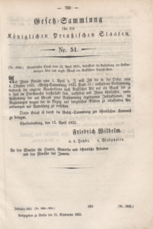 Gesetz-Sammlung für die Königlichen Preußischen Staaten. 1853, Nr. 51 (23 September)