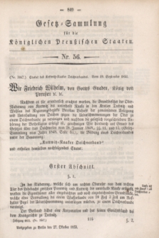 Gesetz-Sammlung für die Königlichen Preußischen Staaten. 1853, Nr. 56 (27 Oktober)