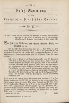 Gesetz-Sammlung für die Königlichen Preußischen Staaten. 1847, Nr. 17 (17 April)