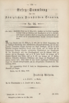 Gesetz-Sammlung für die Königlichen Preußischen Staaten. 1849, Nr. 16 (18 Mai)