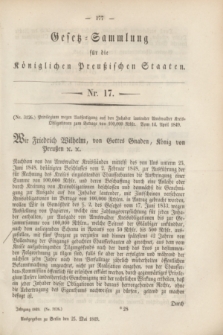 Gesetz-Sammlung für die Königlichen Preußischen Staaten. 1849, Nr. 17 (25 Mai)