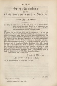 Gesetz-Sammlung für die Königlichen Preußischen Staaten. 1849, Nr. 18 (3 Juni)