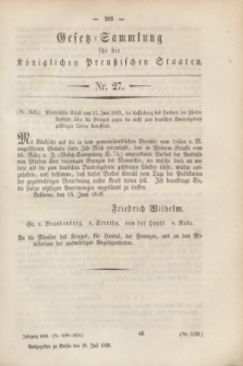 Gesetz-Sammlung für die Königlichen Preußischen Staaten. 1849, Nr. 27 (18 Juli)