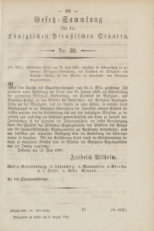 Gesetz-Sammlung für die Königlichen Preußischen Staaten. 1849, Nr. 30 (9 August)
