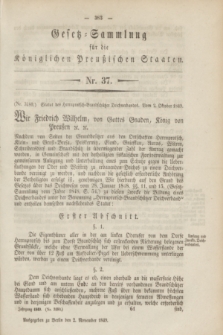 Gesetz-Sammlung für die Königlichen Preußischen Staaten. 1849, Nr. 37 (2 November)