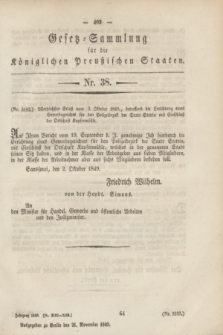 Gesetz-Sammlung für die Königlichen Preußischen Staaten. 1849, Nr. 38 (21 November)