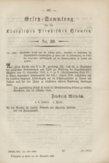 Gesetz-Sammlung für die Königlichen Preußischen Staaten. 1849, Nr. 39 (28 November)