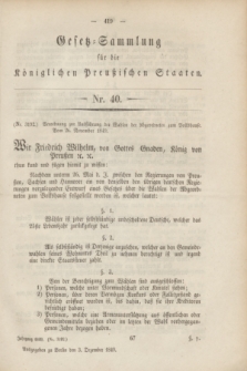 Gesetz-Sammlung für die Königlichen Preußischen Staaten. 1849, Nr. 40 (3 Dezember)