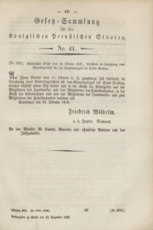 Gesetz-Sammlung für die Königlichen Preußischen Staaten. 1849, Nr. 41 (10 Dezember)