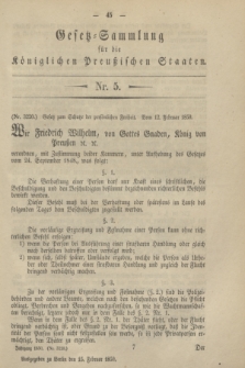 Gesetz-Sammlung für die Königlichen Preußischen Staaten. 1850, Nr. 5 (15 Februar)