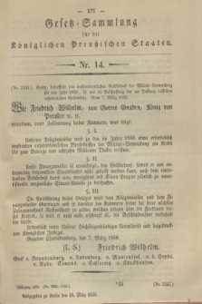 Gesetz-Sammlung für die Königlichen Preußischen Staaten. 1850, Nr. 14 (18 März)
