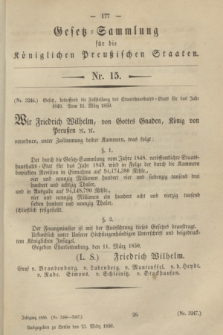 Gesetz-Sammlung für die Königlichen Preußischen Staaten. 1850, Nr. 15 (23 März) + dod.