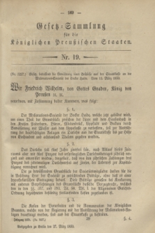 Gesetz-Sammlung für die Königlichen Preußischen Staaten. 1850, Nr. 19 (27 März)