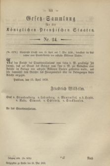 Gesetz-Sammlung für die Königlichen Preußischen Staaten. 1850, Nr. 24 (18 Mai)