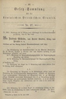 Gesetz-Sammlung für die Königlichen Preußischen Staaten. 1850, Nr. 27 (24 Juni)