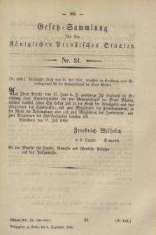 Gesetz-Sammlung für die Königlichen Preußischen Staaten. 1850, Nr. 31 (6 September)